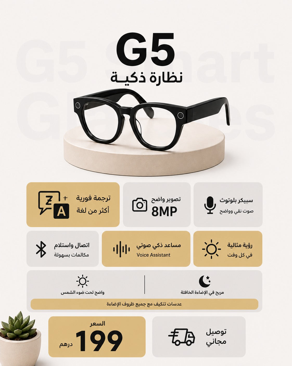 Smart connected glasses